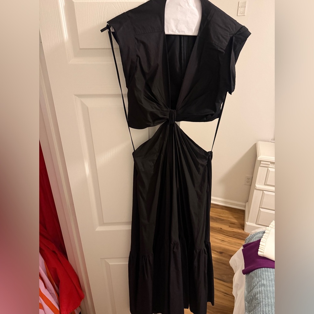 A.L.C. Black Backless Maxi Dress with Knot Detail